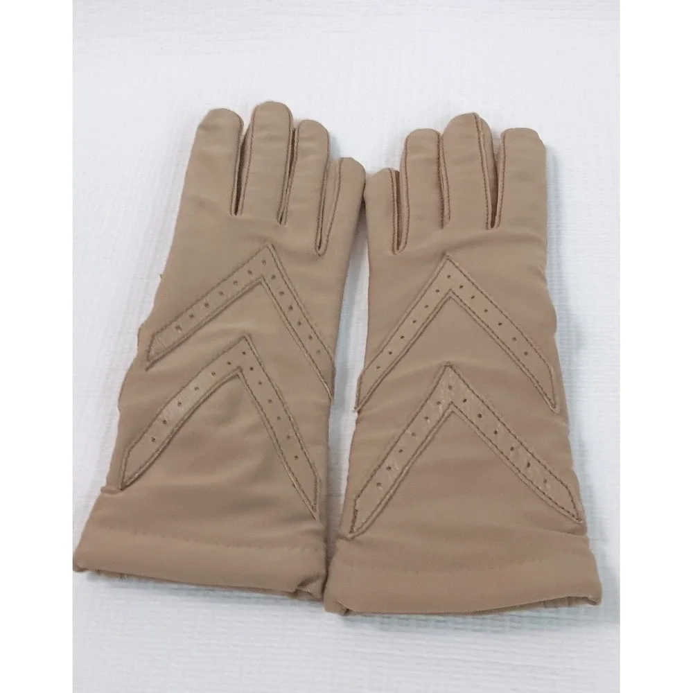 Isotoner Warm-Ups by ARIS Brown Nylon Spandex Lined Gloves One Size Vintage